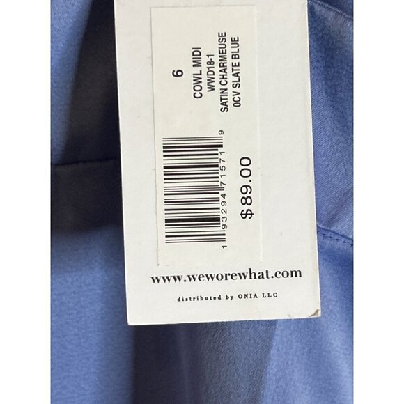WeWoreWhat Women's Cowl Midi Dress Slate Blue Slip Size 6 NWT - Picture 5 of 7